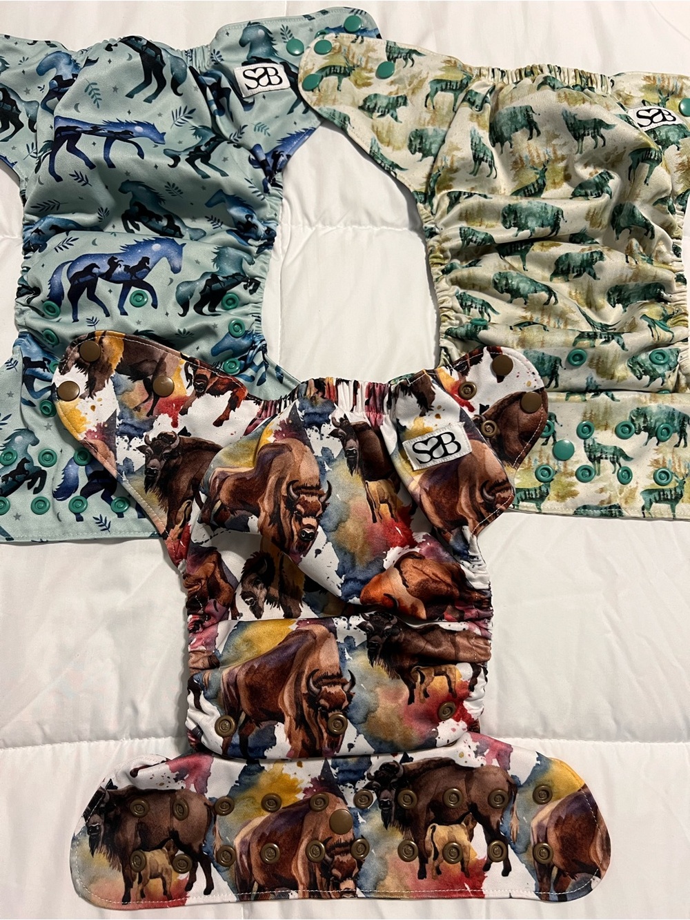 Stock Show Baby Cloth Diapers Aztec, Buffalo, Horse & Animal Prints One Size - Picture 2 of 10